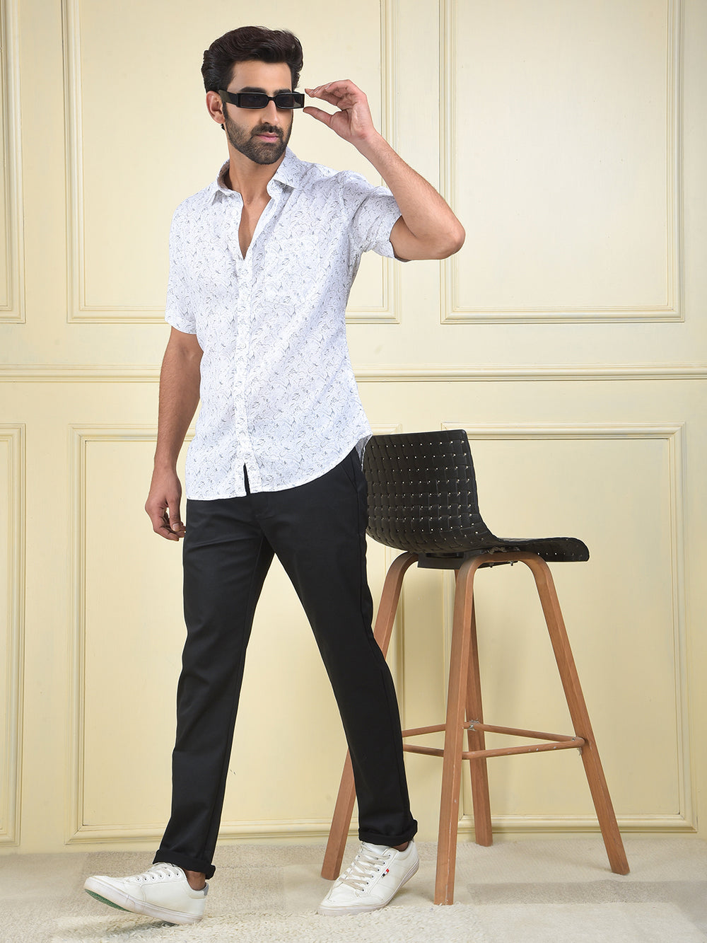 Pure Edge Black Printed Trousers