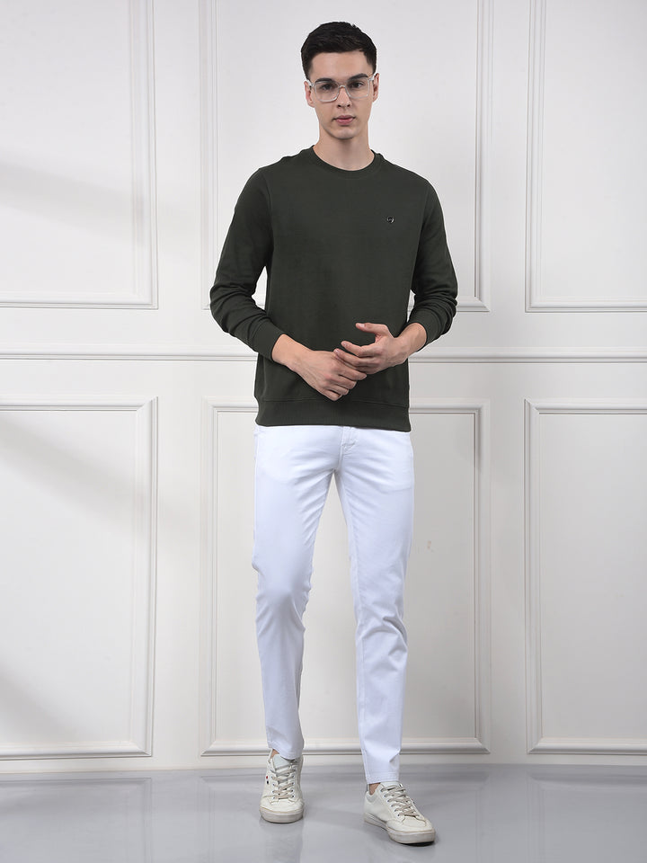 Green Jacquard 100% Cotton Sweatshirt
