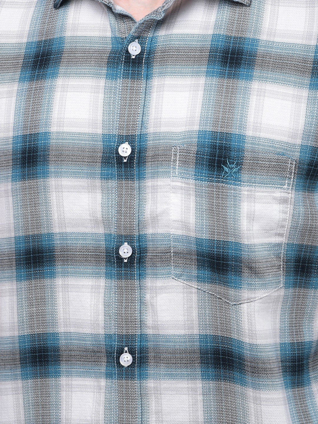 Blue Checked 100% Cotton Shirt