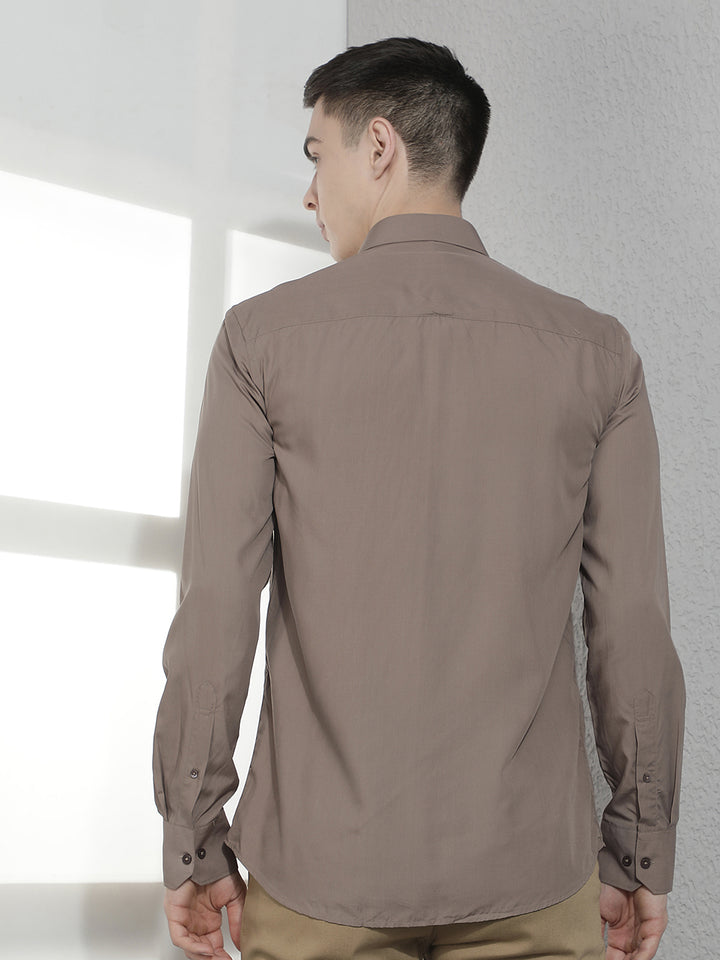 Sleek Earthy Brown Modal Shirt
