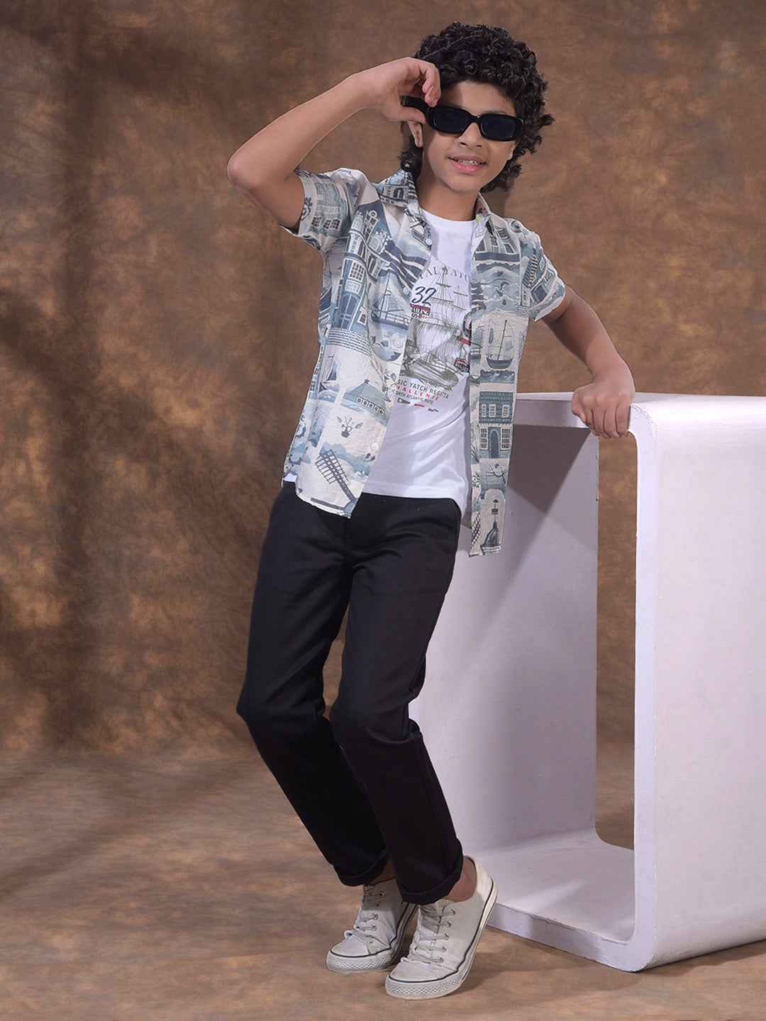 Black Textured Casual Shirt