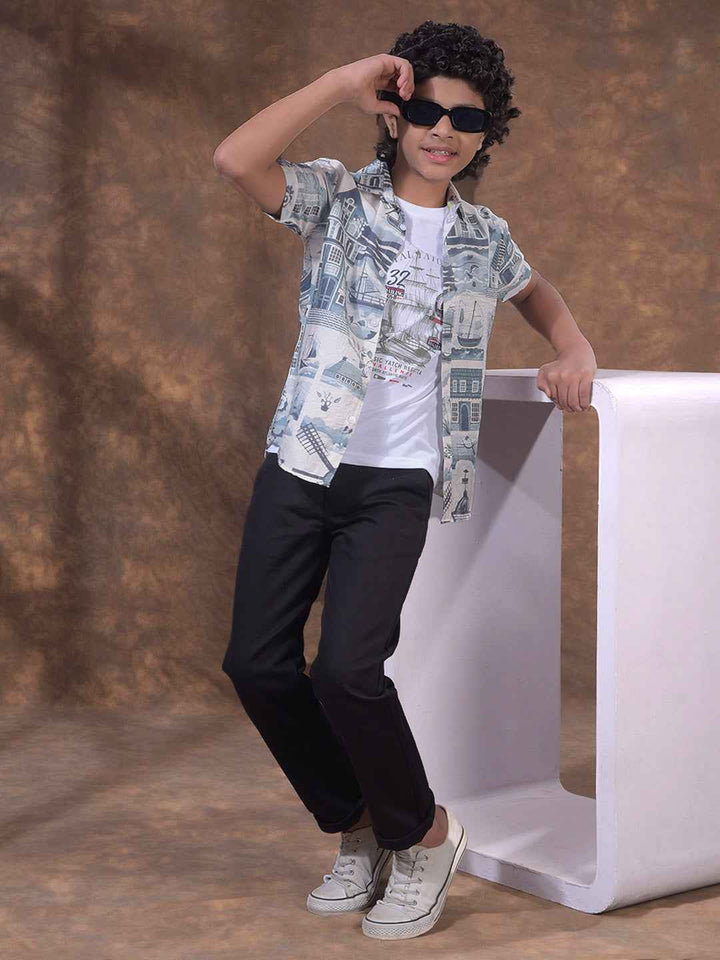 Black Textured Casual Shirt