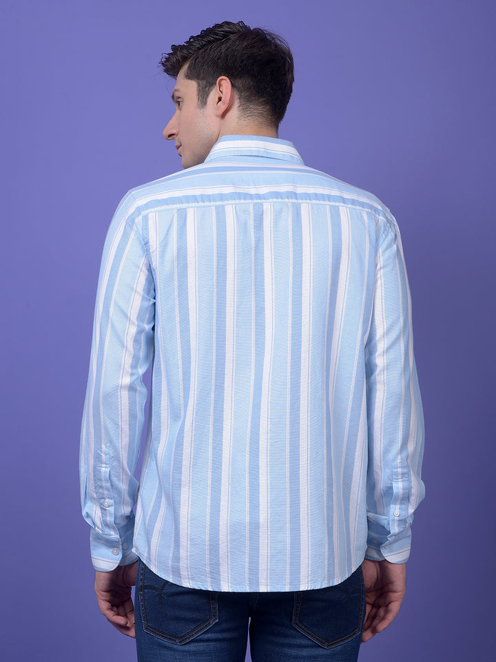Blue Vertical Stripes 100% Cotton Shirt