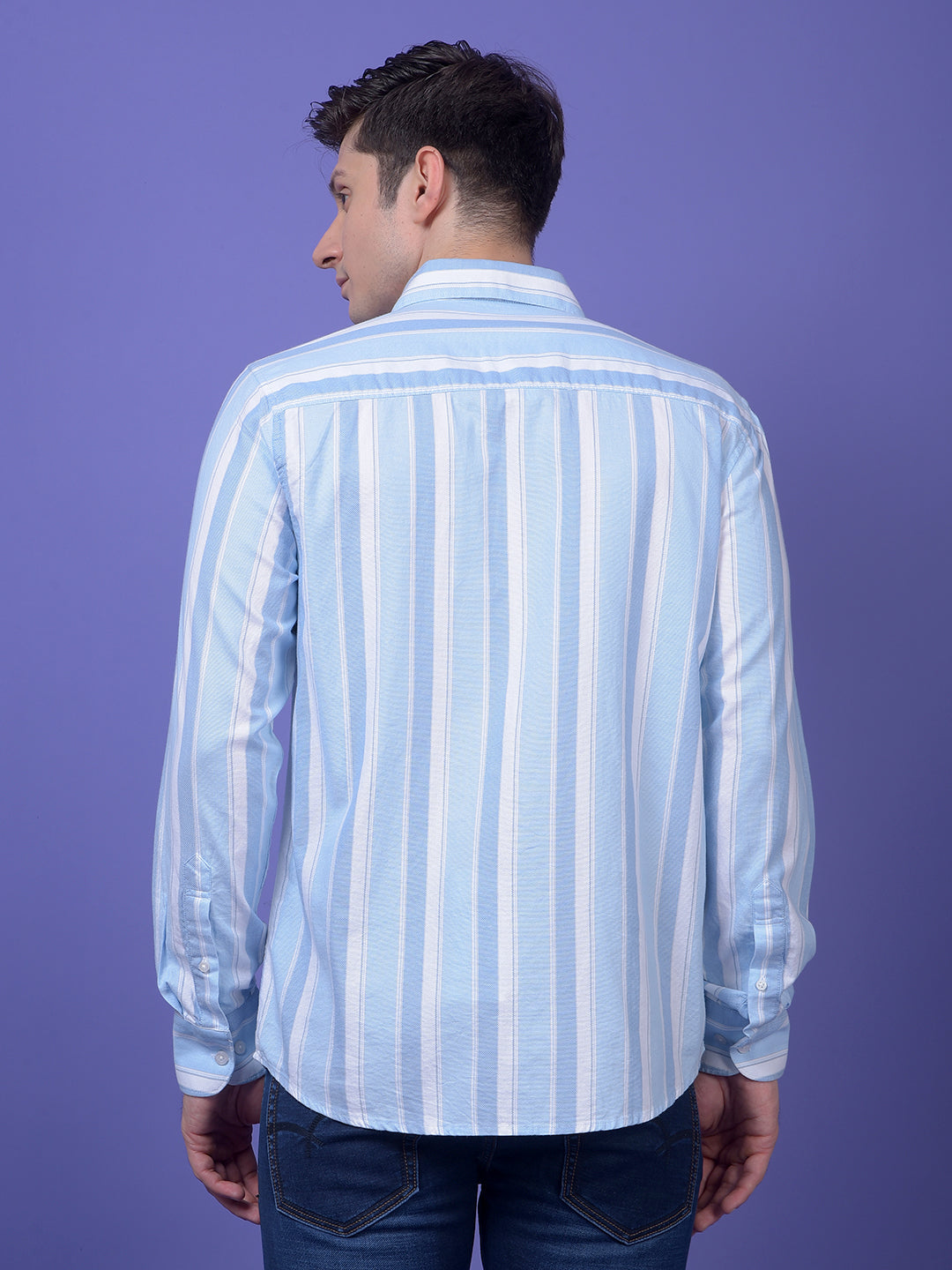 Blue Vertical Stripes 100% Cotton Shirt