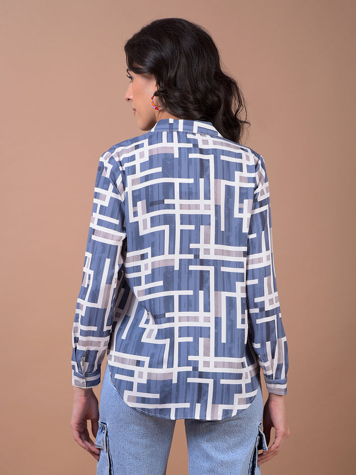 Blue Printed Shirt