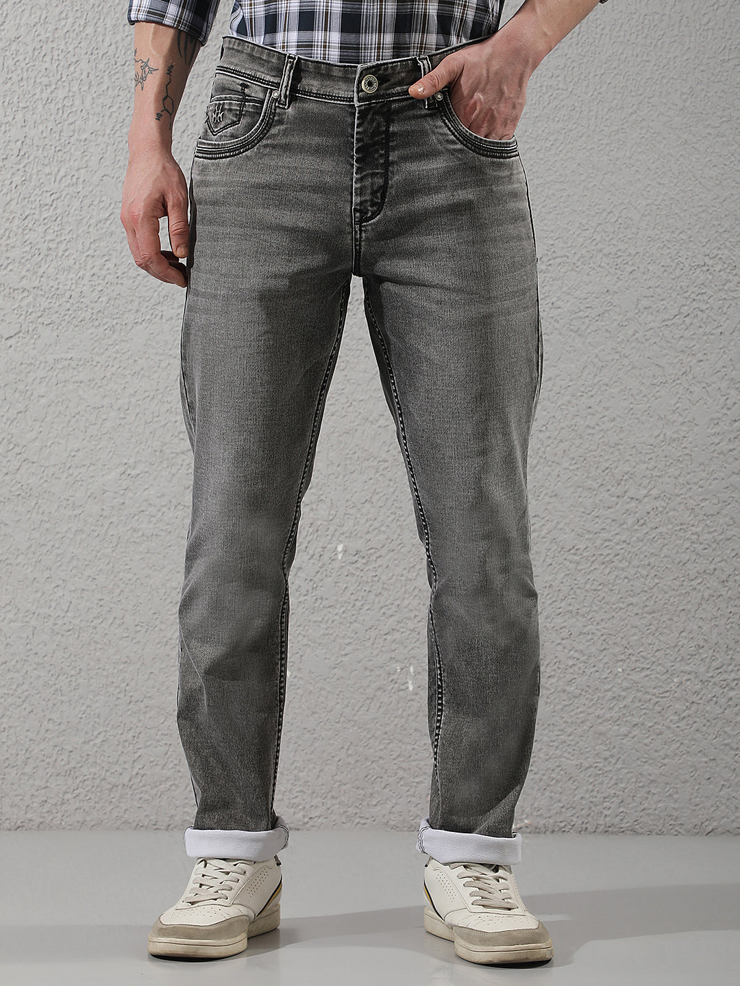 Chic Heather Grey Cotton Jeans