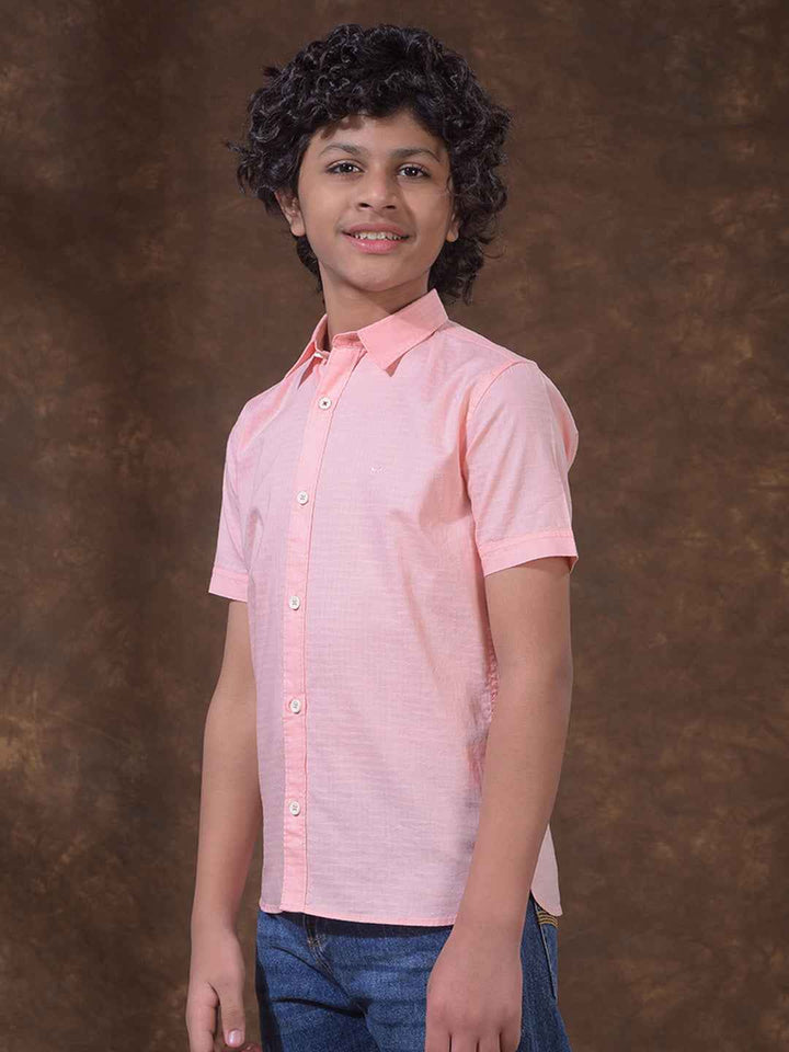 Peach Textured Casual Shirt