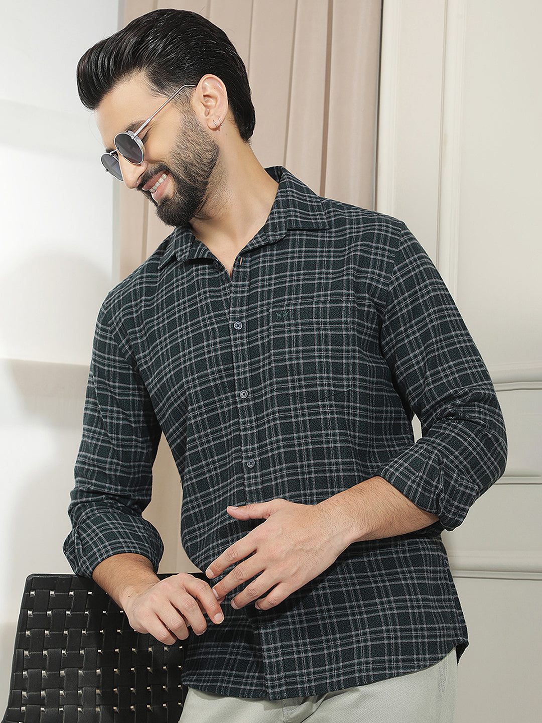 Green Checked 100% cotton Shirt