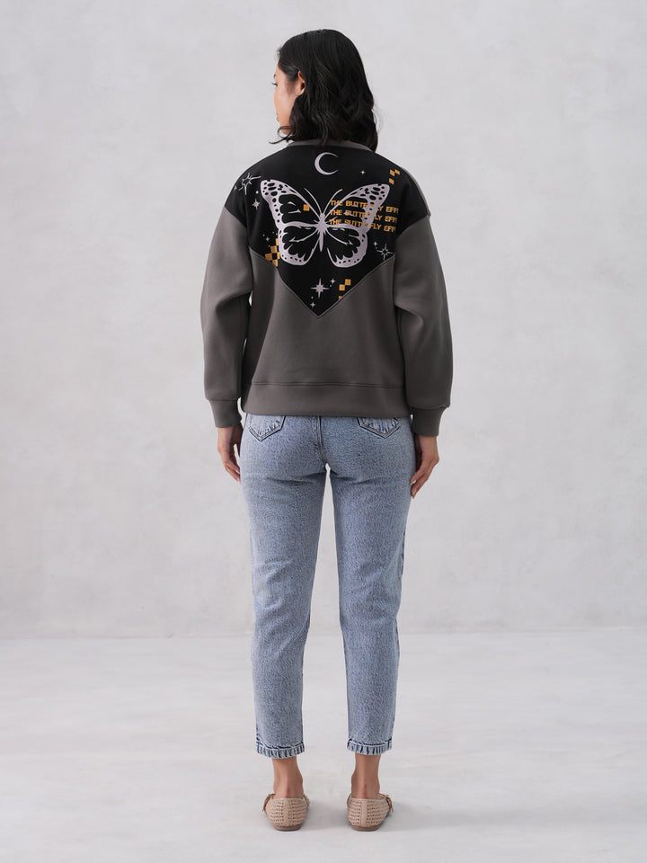 Butterfly Print Graphic Sweatshirt