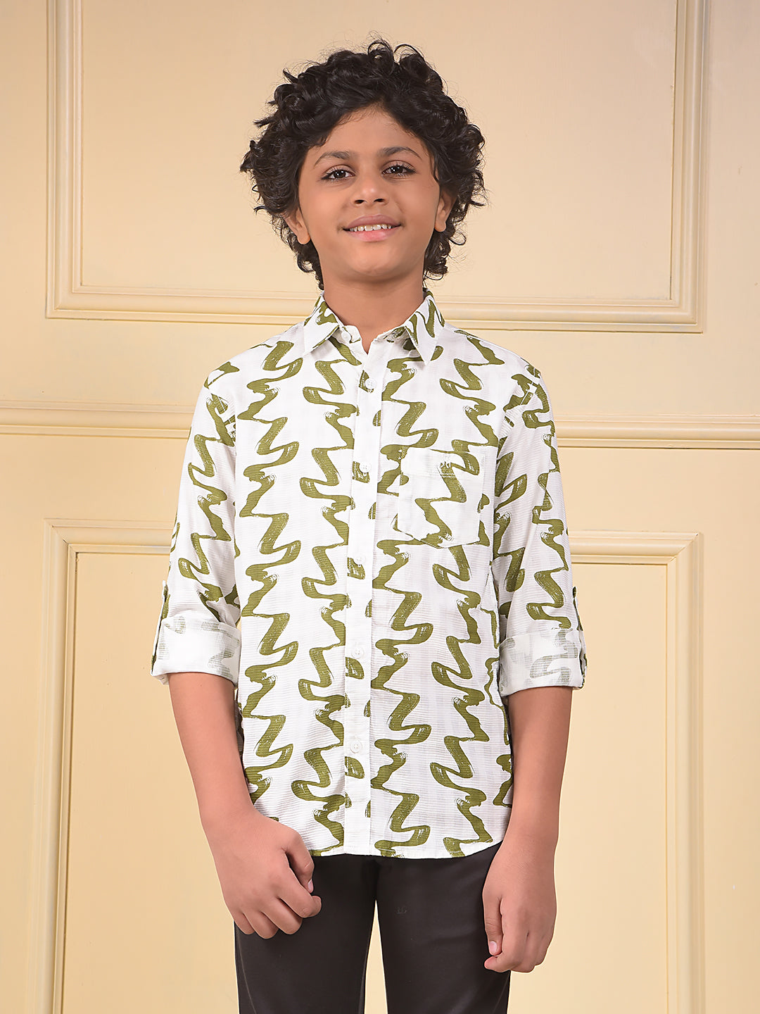 Green Printed 100% Cotton Shirt