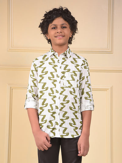 Green Printed 100% Cotton Shirt