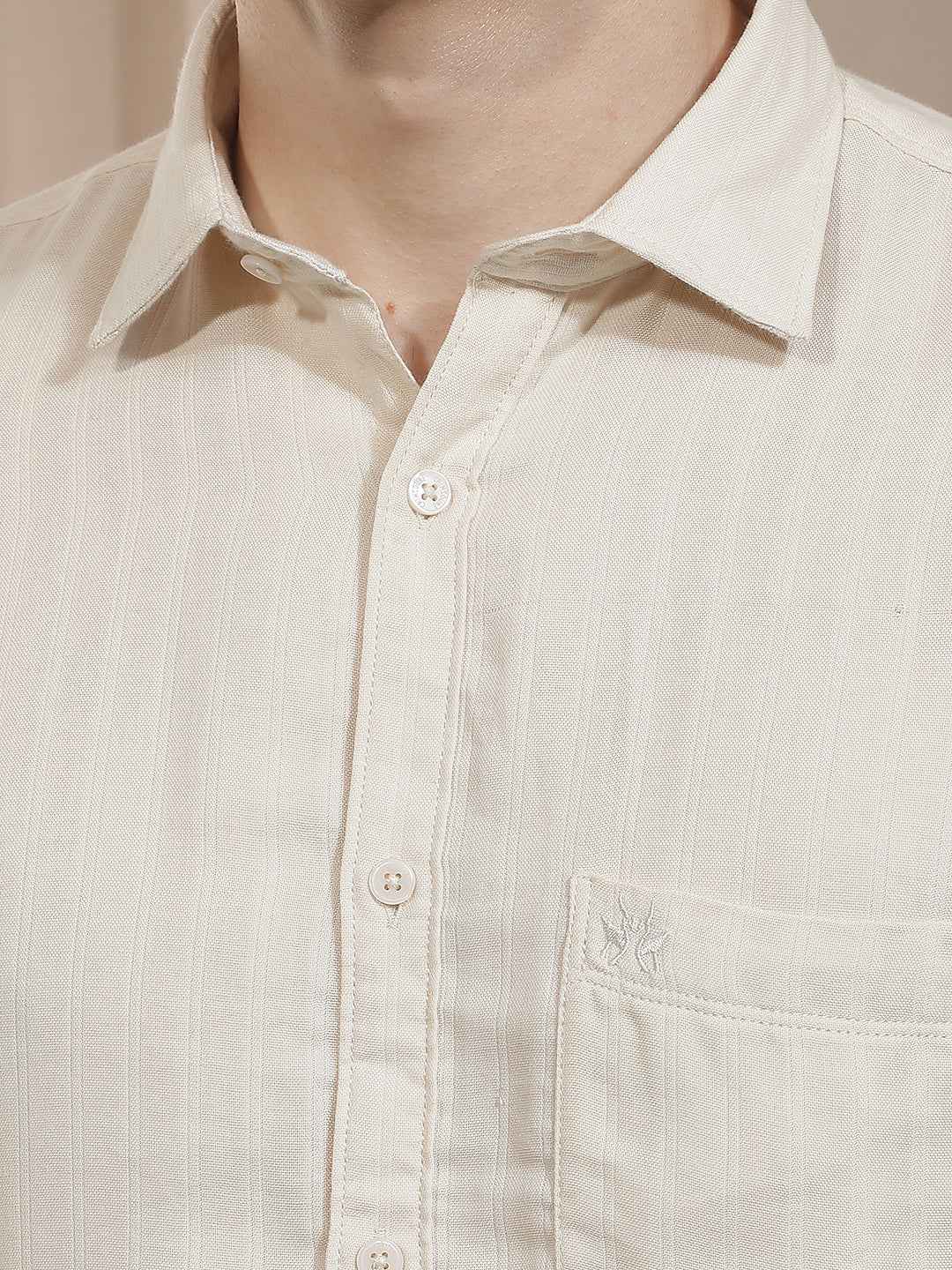 Beige Vertical Stripes Shirt