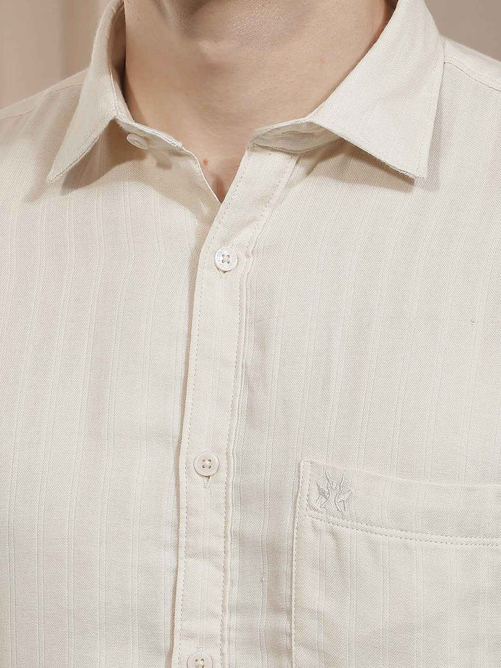 Beige Vertical Stripes Shirt