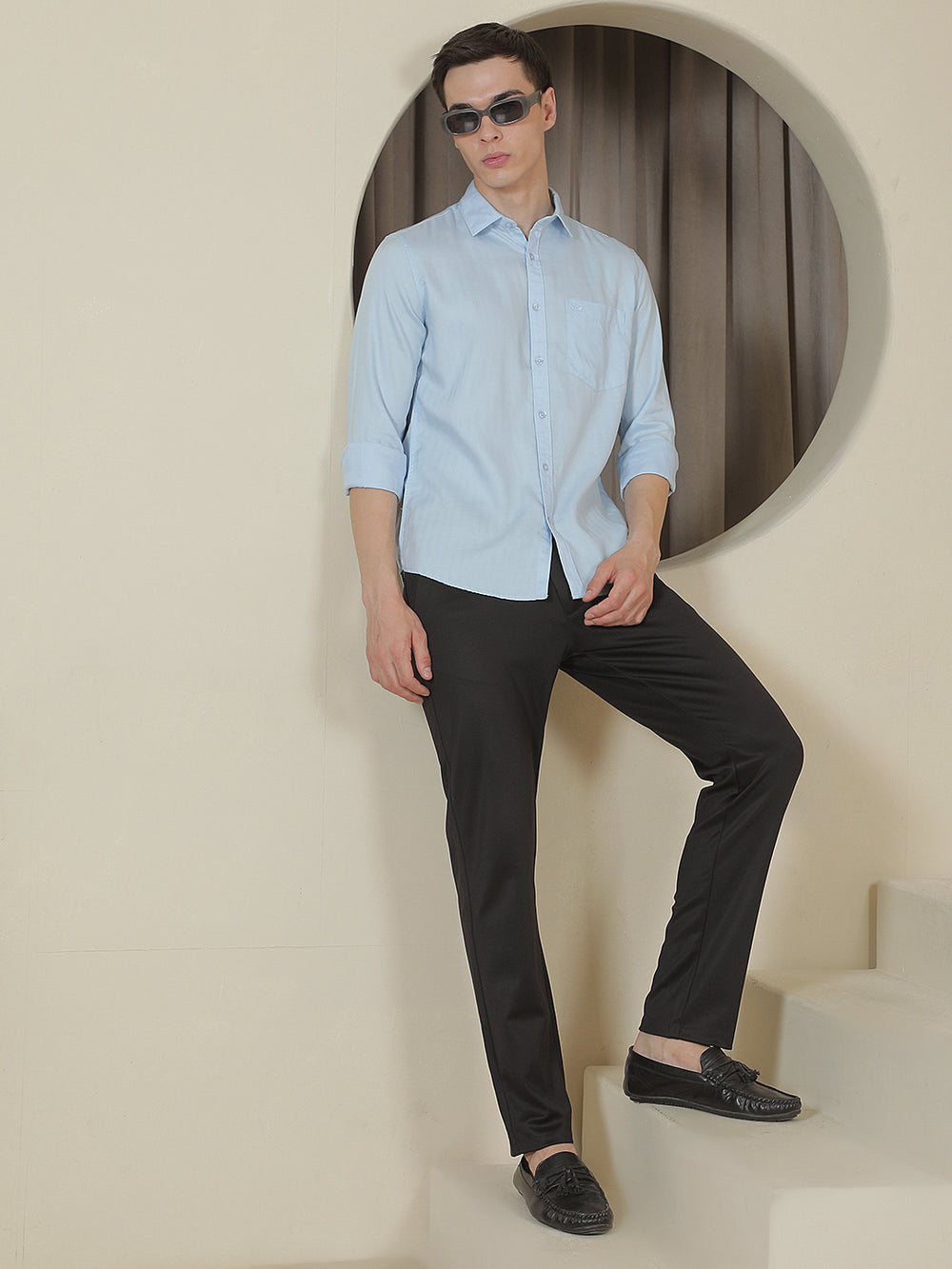 Blue Vertical Stripes Shirt
