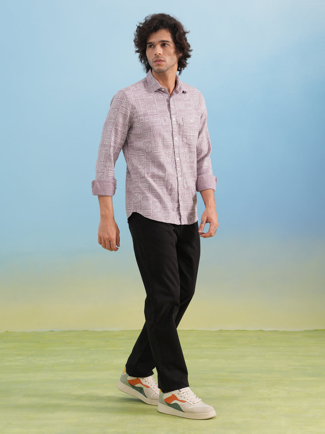 Pink Printed 100% Cotton Shirt
