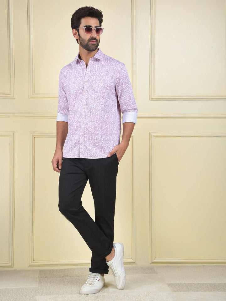 Purple Floral Print 100% Cotton Shirt