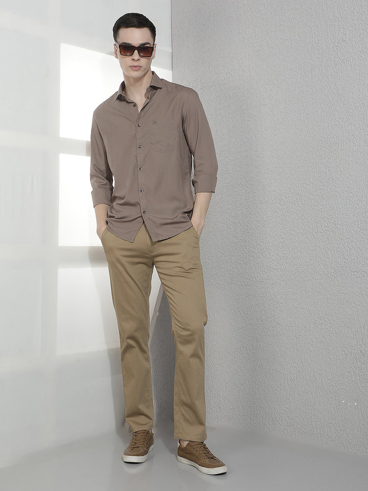 Sleek Earthy Brown Modal Shirt
