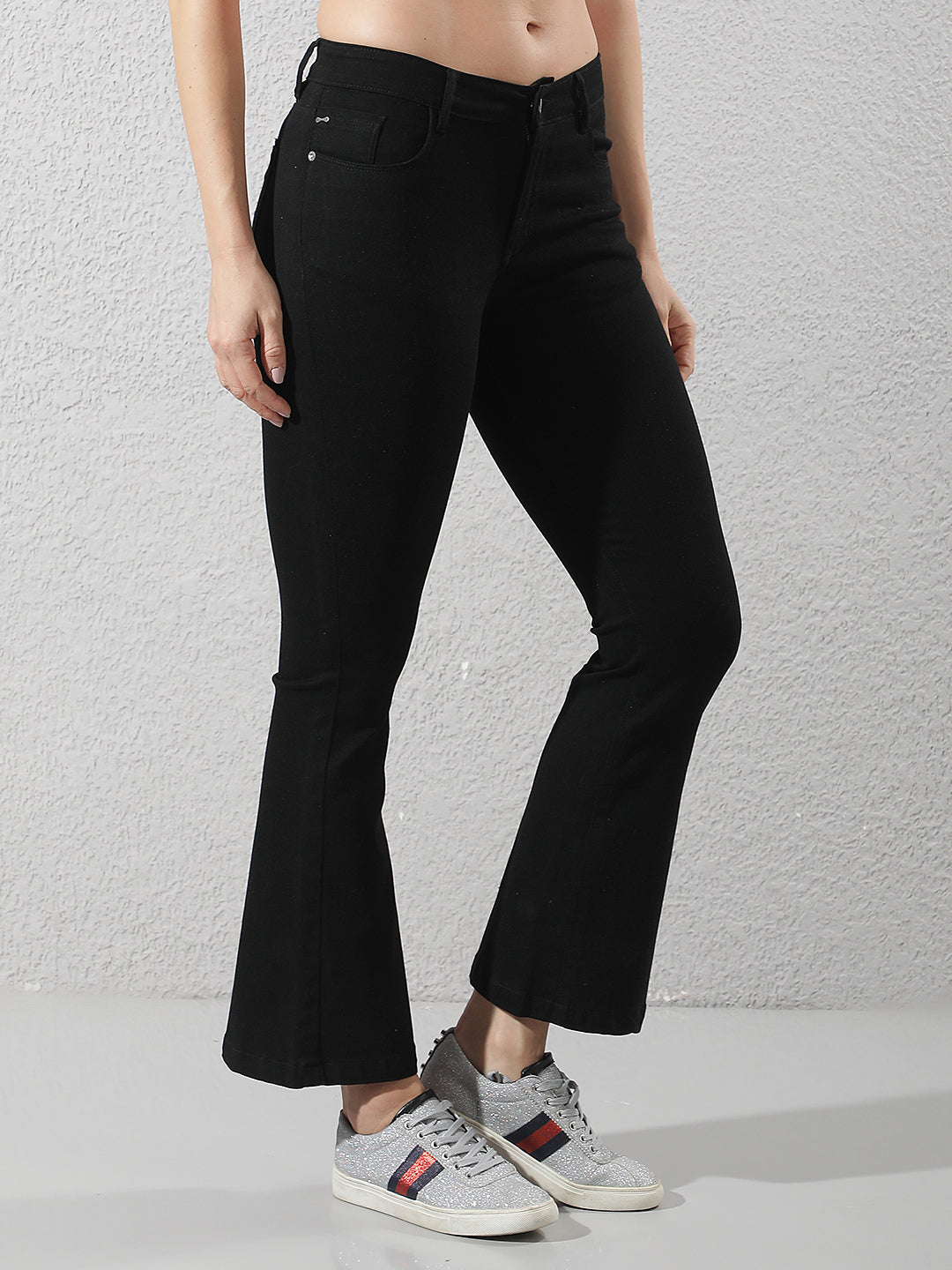 Minimalist Stealth Black Bootcut Jeans