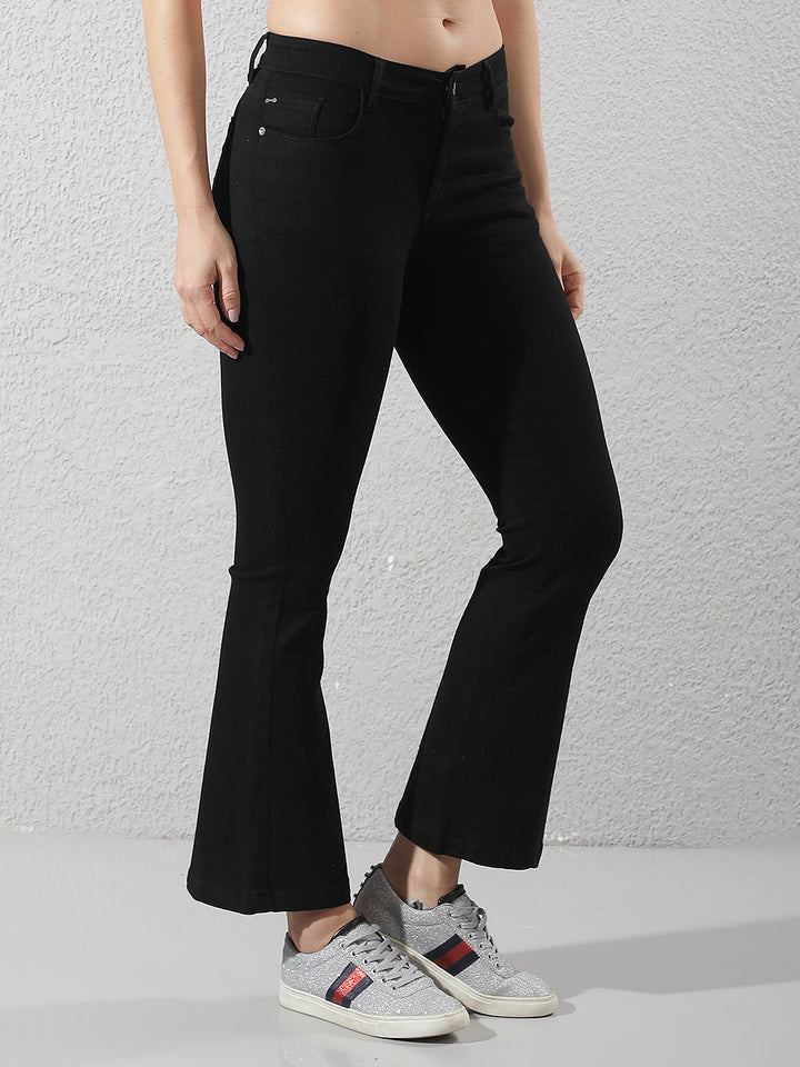 Minimalist Stealth Black Bootcut Jeans