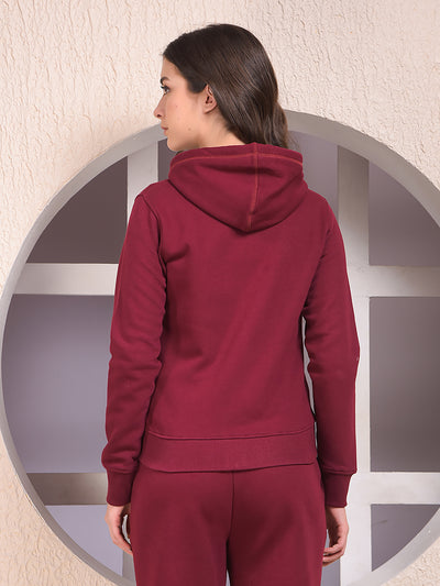 Wine Hooded Neck Sweatshirt