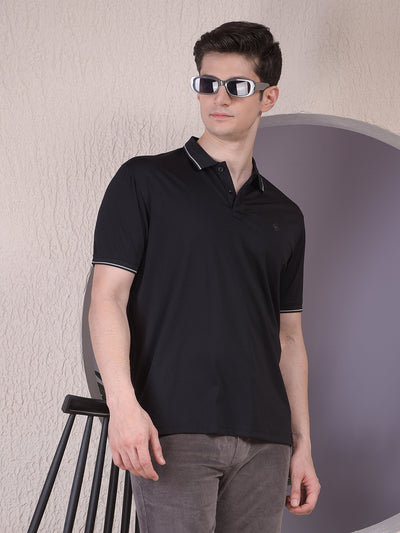 Black Polo-Neck T-Shirt
