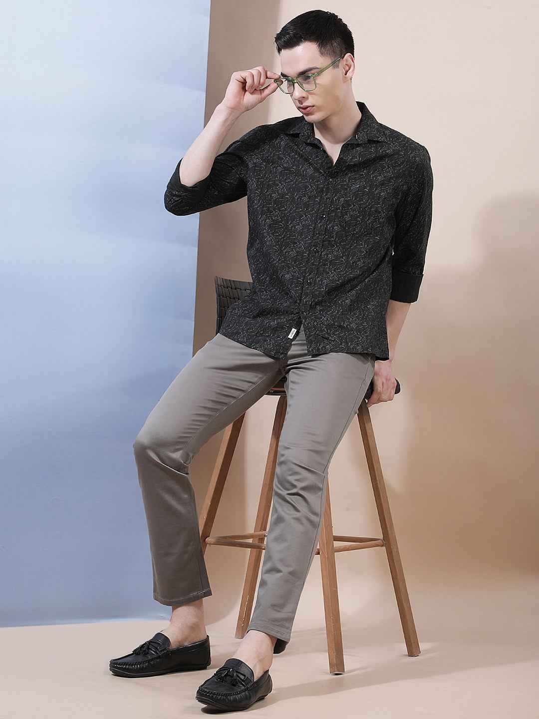 Black Modern Printed Casual Shirt