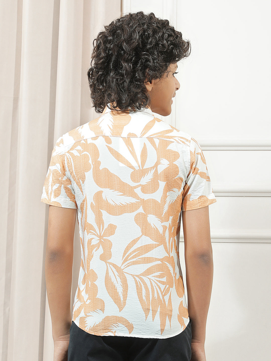 Orange Floral Print Shirt