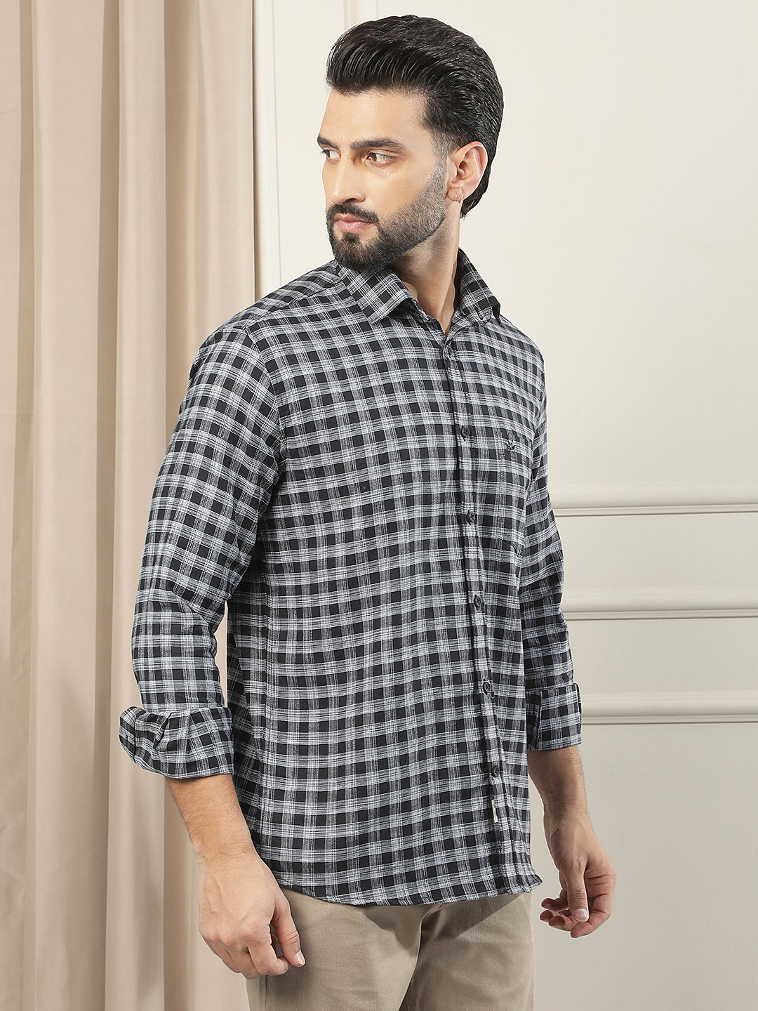 Black 100% Cotton Checked Shirt