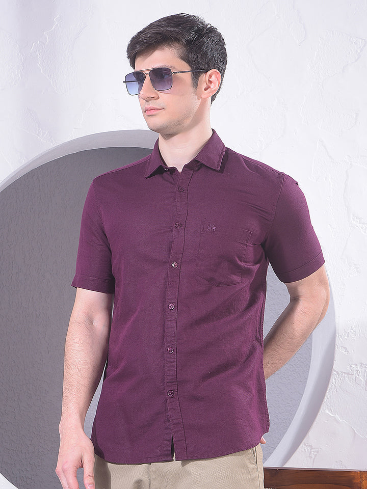Refined Wine Linen Shirt