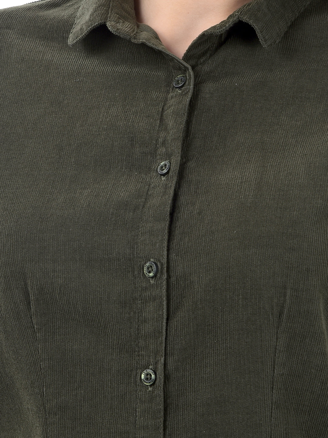Olive Green Brushed Twill Slim Fit Shirt