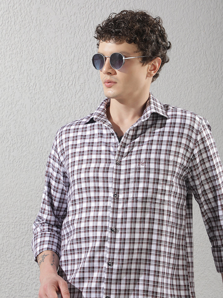 Purple Checked 100% Cotton Shirt