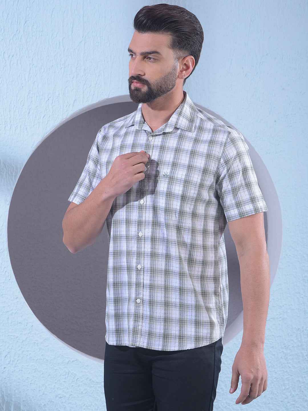 Green 100% Cotton Checked Shirt