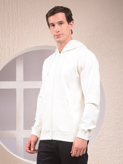 Off White Hooded Neck Sweatshirt