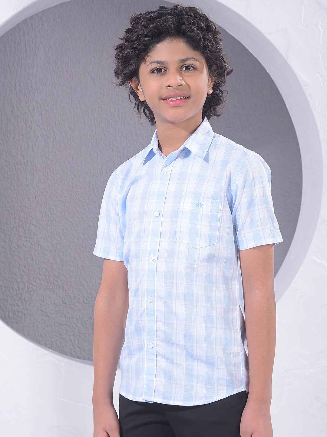 Blue Checked 100% Cotton Shirt