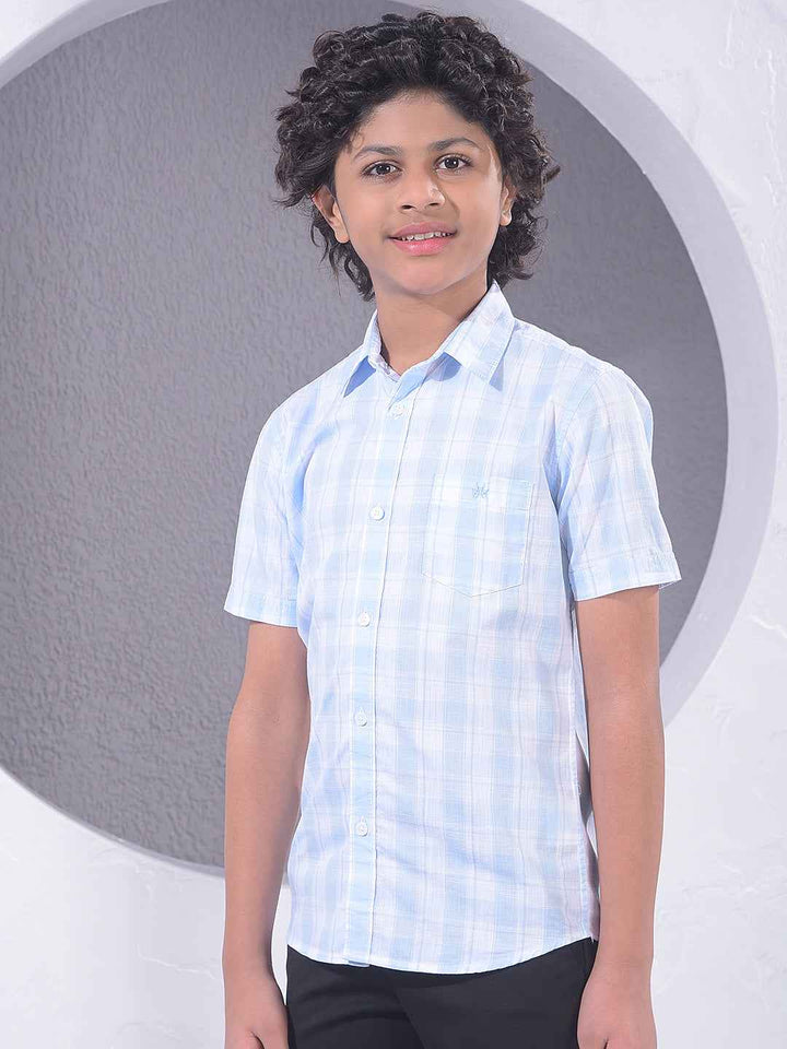 Blue Checked 100% Cotton Shirt
