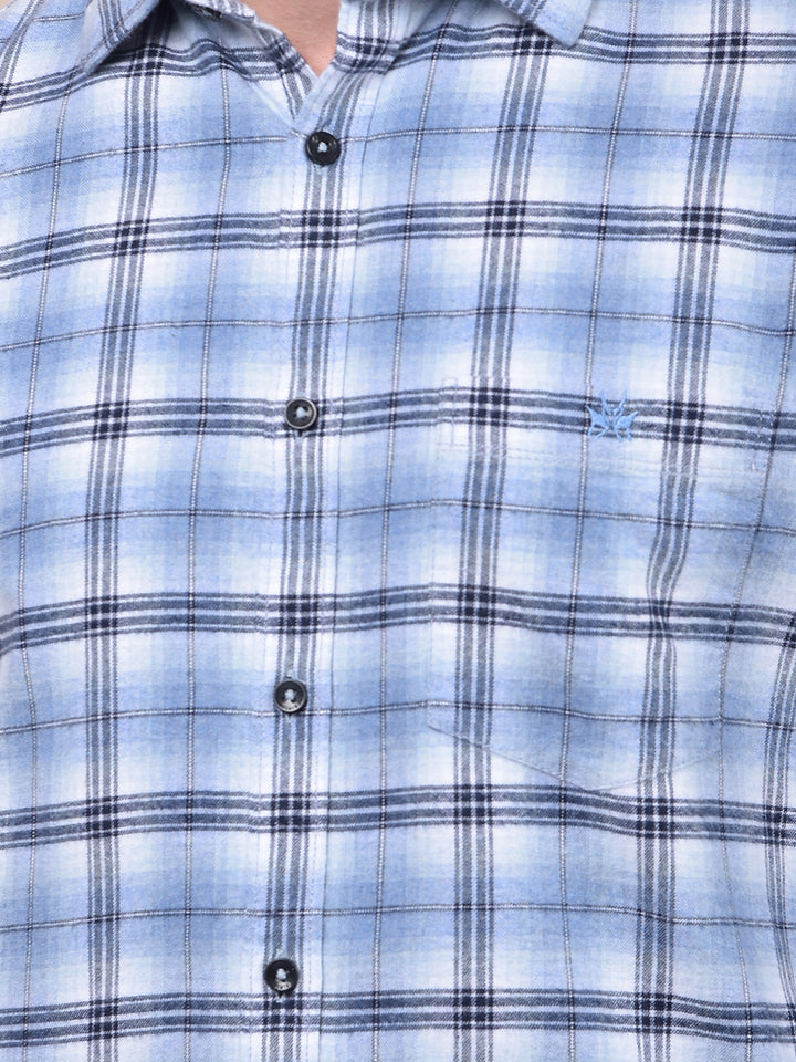 Blue Checked 100% Cotton Shirt