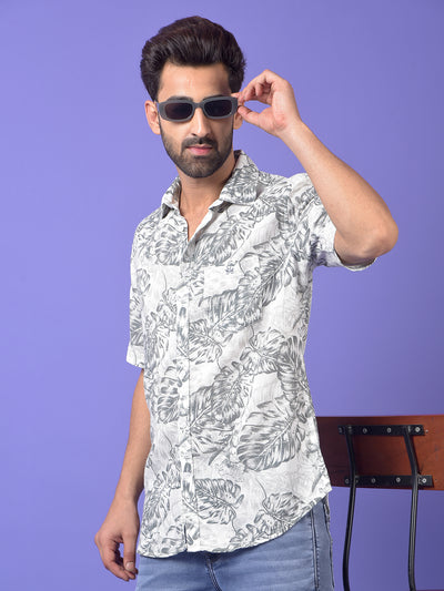 Grey Floral Print Shirt