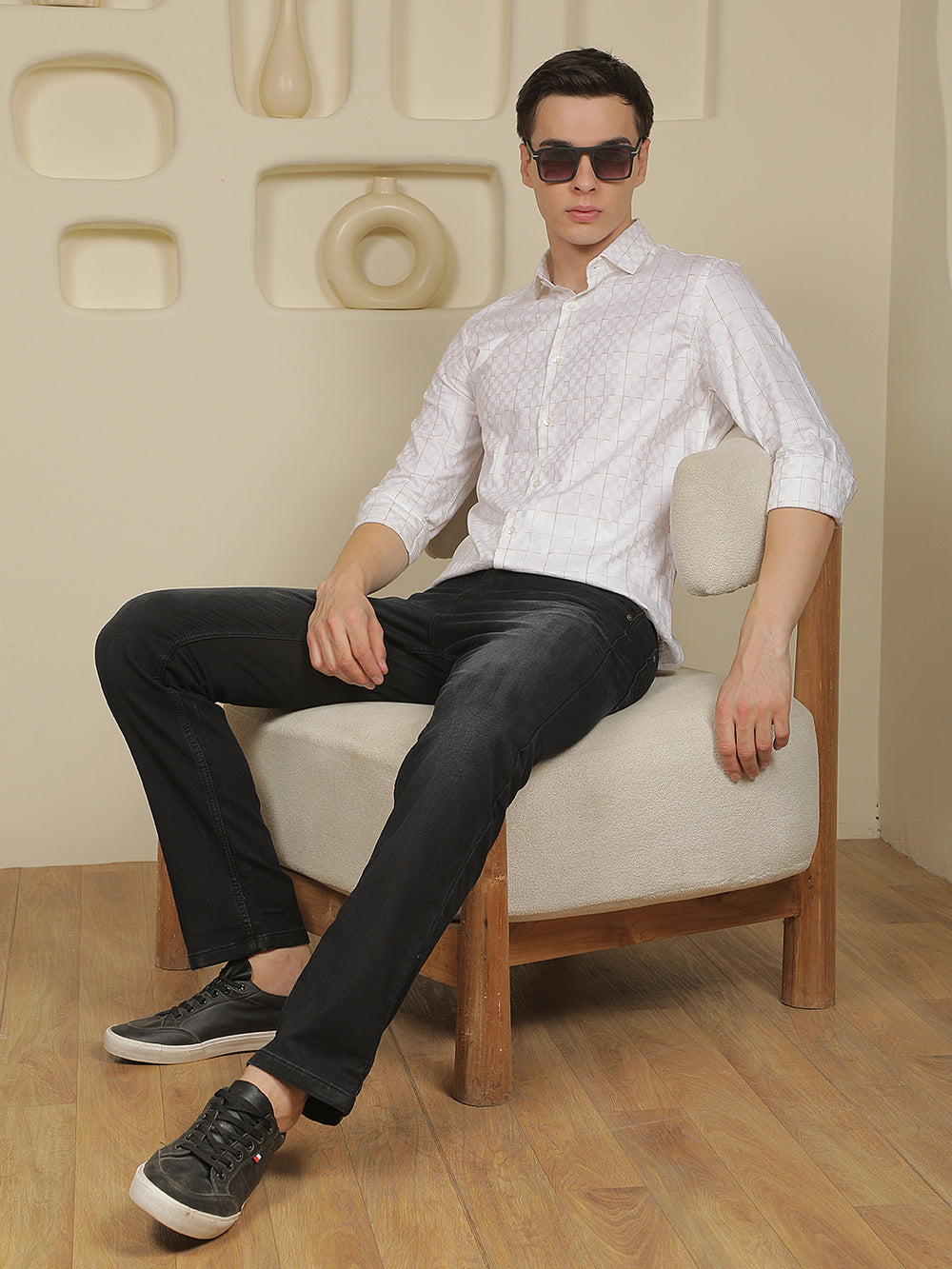 White Checked 100% Cotton Shirt