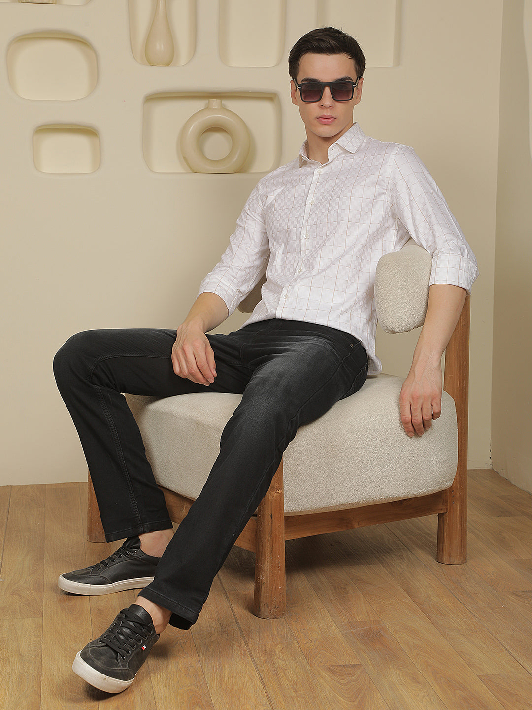 White Checked 100% Cotton Shirt