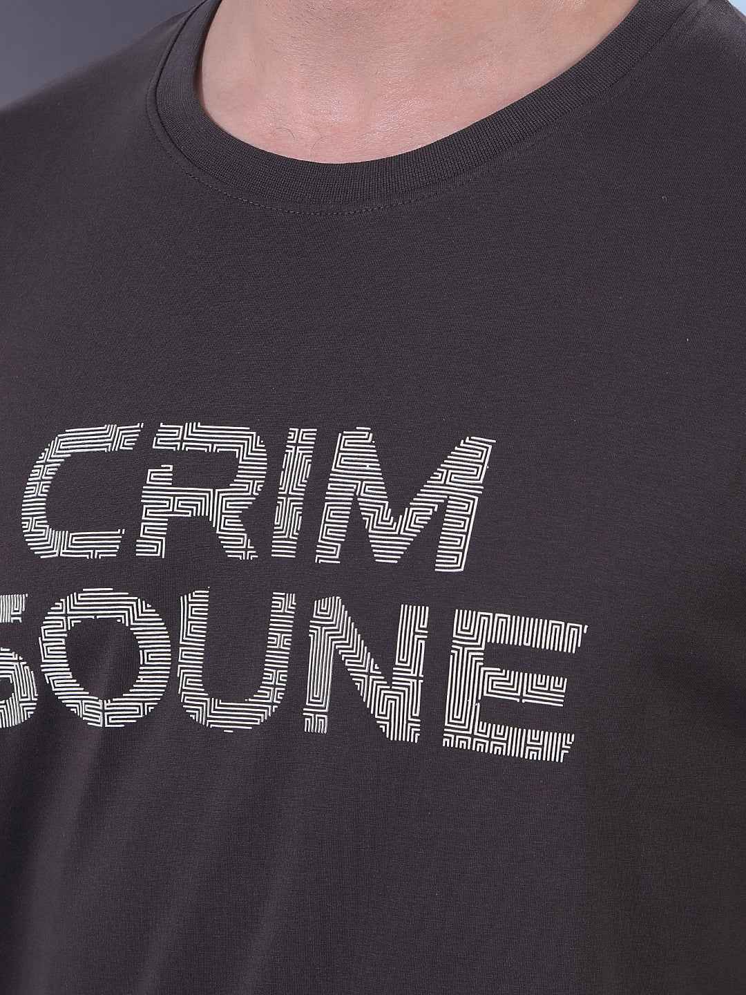 Brown Typographic Print T-Shirt