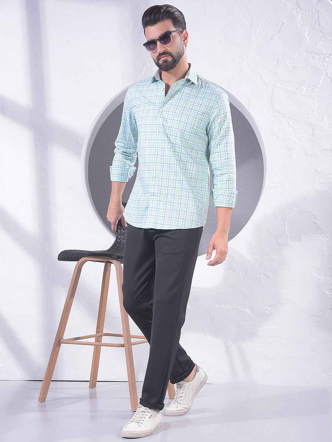 Green Checked 100% Cotton Shirt
