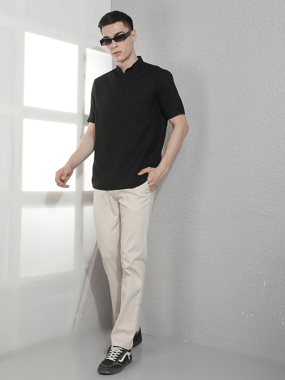 Cream Straight Trousers