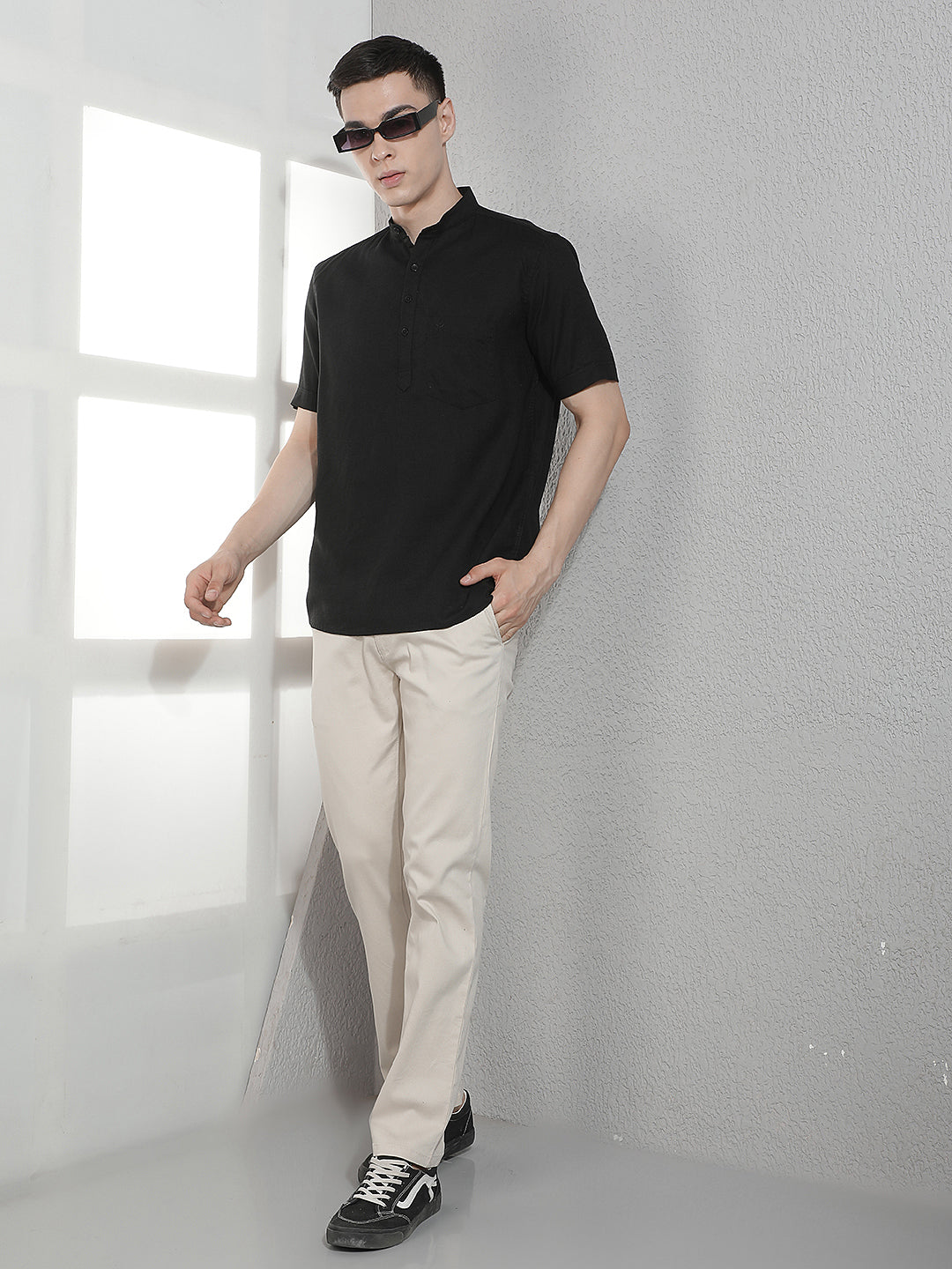 Cream Straight Trousers
