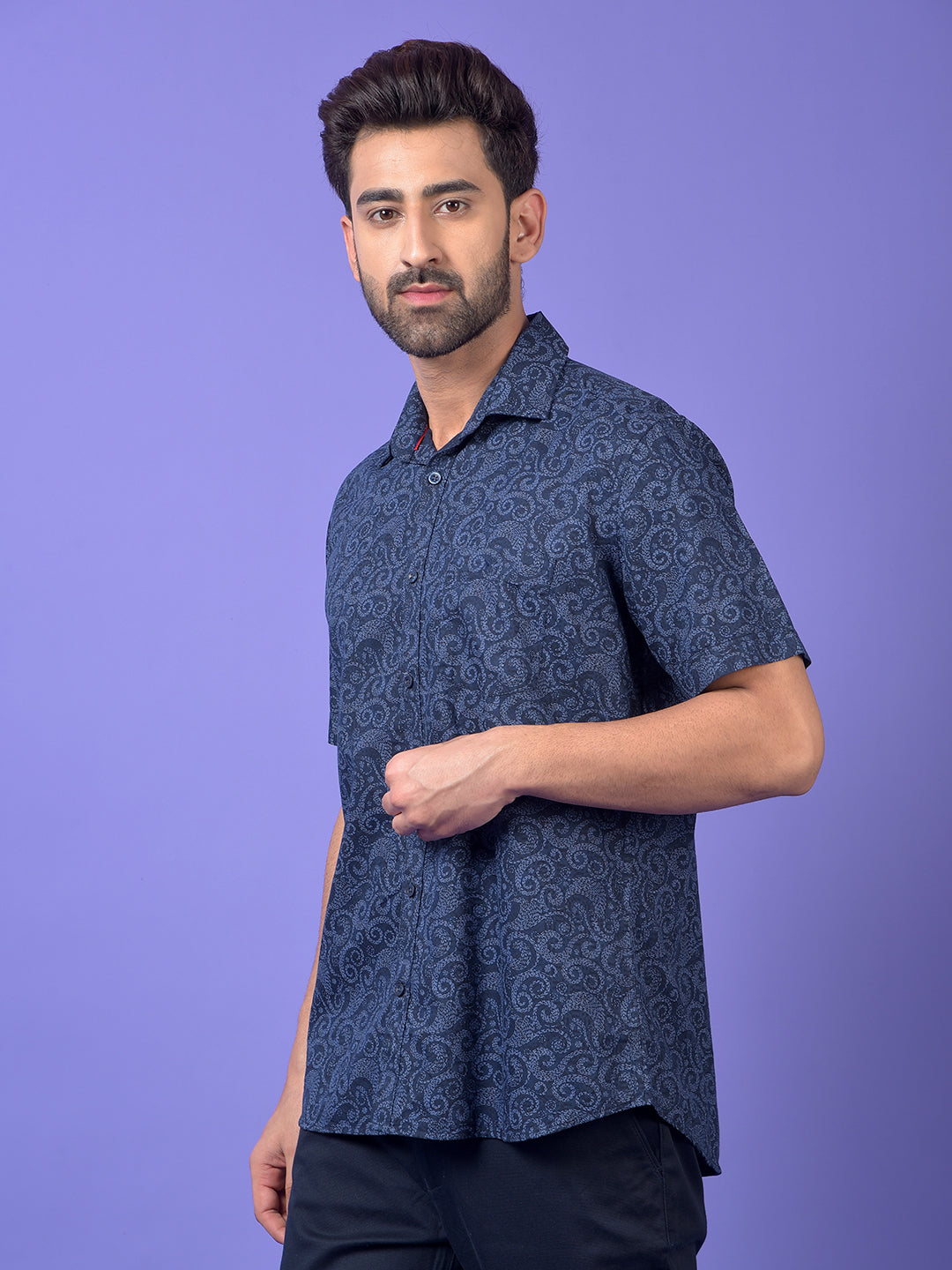 Navy Blue Printed Shirt