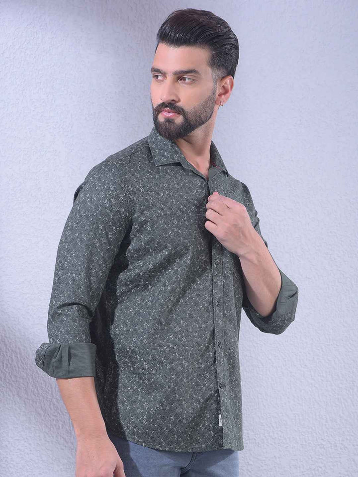 Green Floral Print 100% Cotton Shirt