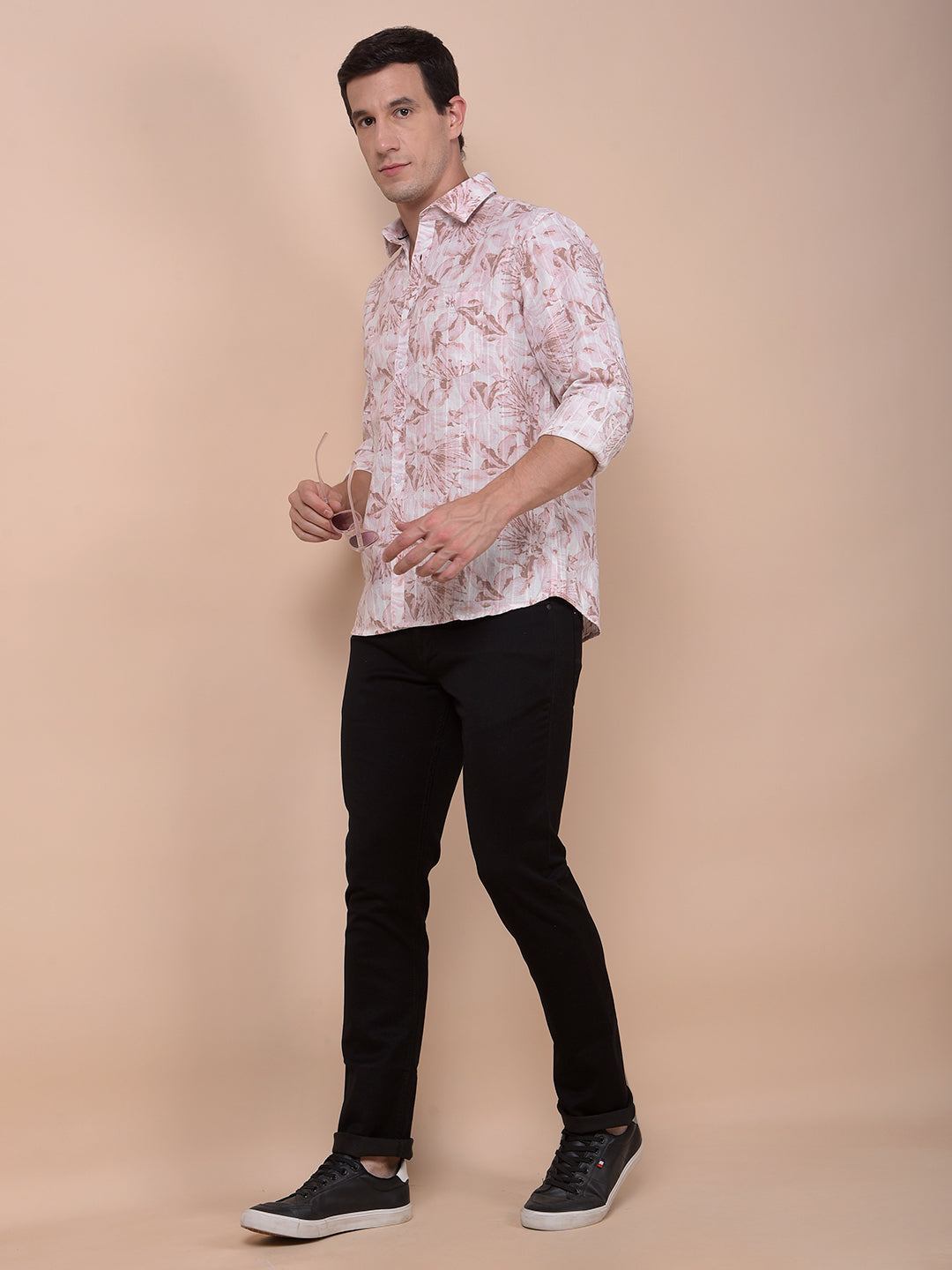 Peach Floral Print Shirt
