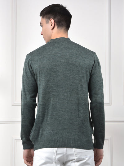 Green Soft Acrylic Regular Textured Sweater