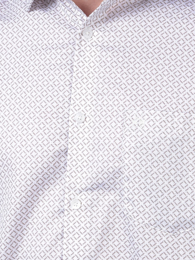 Beige Printed 100% Cotton Shirt
