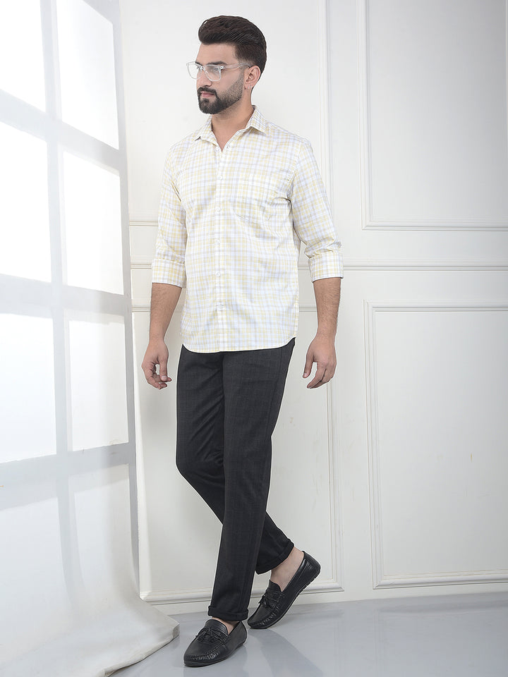 Yellow Checked 100% Cotton Shirt