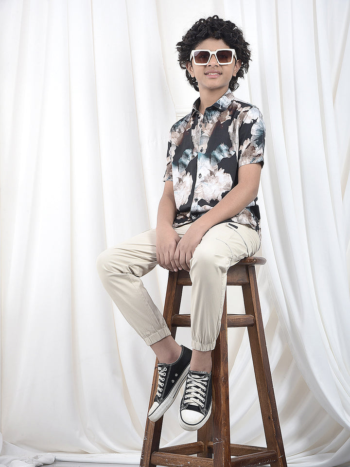 Brown Floral Print Shirt